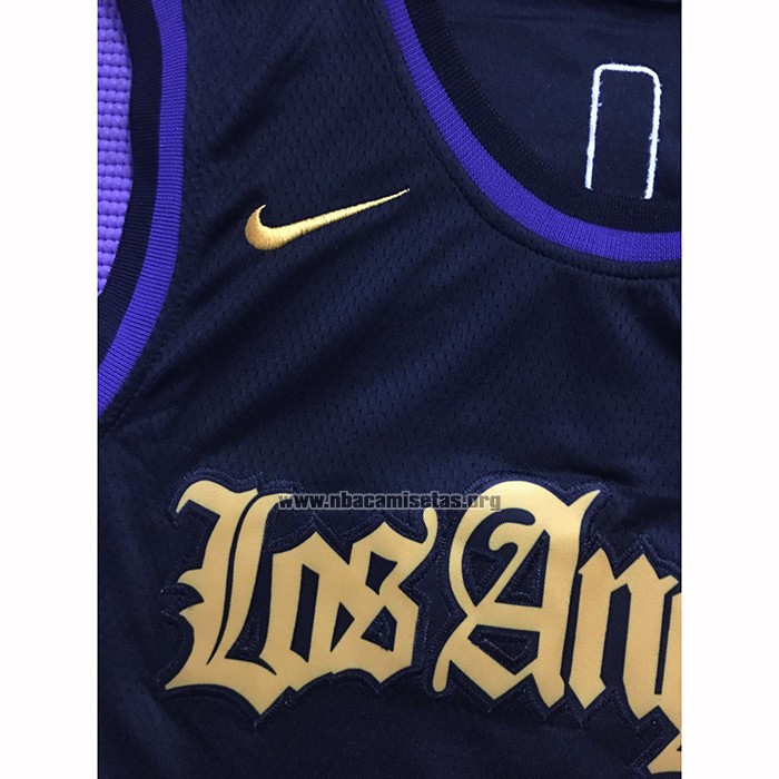Camiseta Los Angeles Lakers Lebron James NO 23 Ciudad 2019-20 Negro